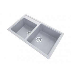 Aqu Concrete Grey Double Bowl Granite Stone Kitchen Sink